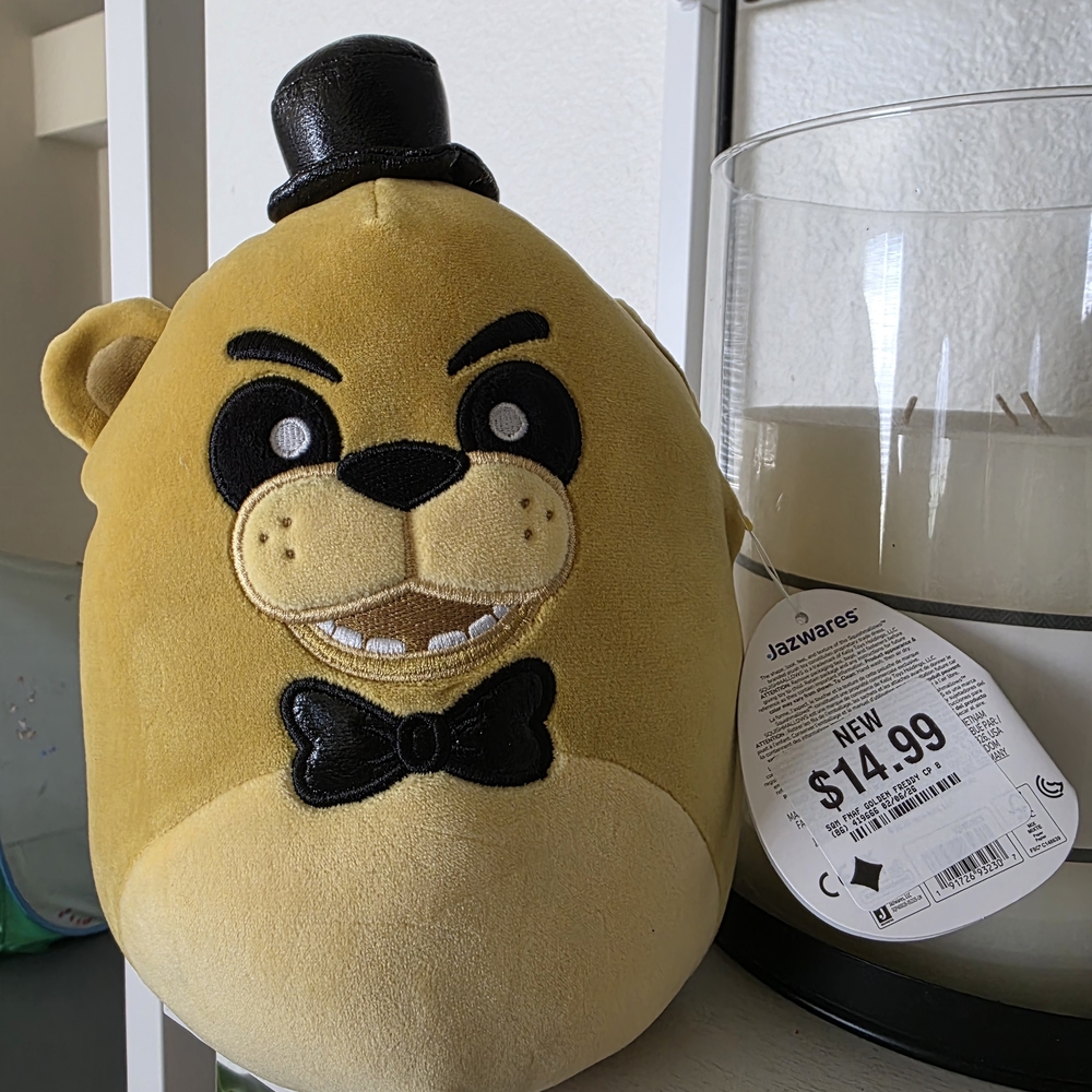 Jazwares Yellow Bear Plush with Black Hat Five Nights Of FREDDY
